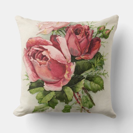 ヴィンテージアートアンティークバラ クッション (正面)