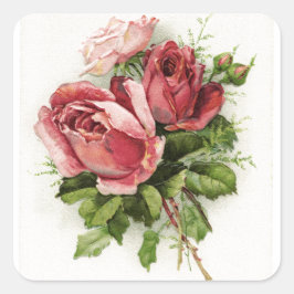 ヴィンテージアートアンティークバラ スクエアシール