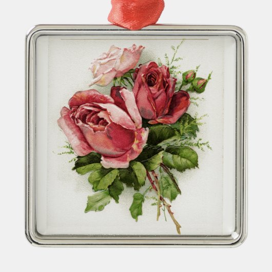 ヴィンテージアートアンティークバラ メタルオーナメント (正面)