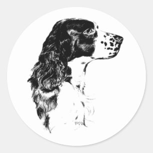 ヴィンテージアートイングリッシュスリンガースパニエル犬ドッグ ラウンドシール
