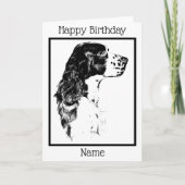 ヴィンテージアートイングリッシュスリンガースパニエル犬誕生日 カード (正面)