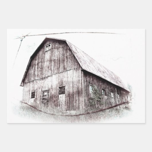 ヴィンテージアートカントリー素朴バ動揺してンテクスチャ ラッピングペーパーシート (正面)