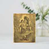 ヴィンテージアートガールと人形のカスタマイズ可能はがき ポストカード (スタンド正面)