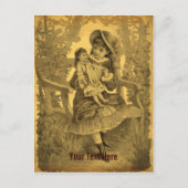 ヴィンテージアートガールと人形のカスタマイズ可能はがき ポストカード (正面)