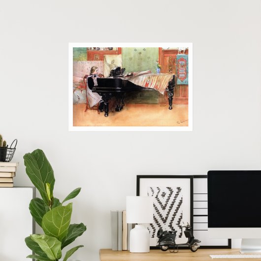 ヴィンテージアートガールズ遊ピアノミュージシャン ポスター (ホームオフィス)