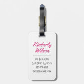 ヴィンテージアートガール文字とパーソナライズ ラゲッジタグ (裏面縦)