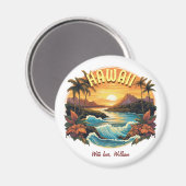 ヴィンテージアートサンセットアットハワイビーチ山脈 マグネット (正面/裏面)