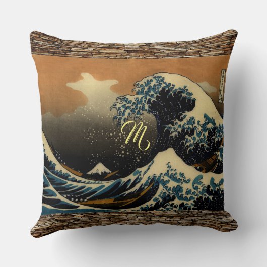 ヴィンテージアートザ素晴らしウェーブアーティス日本のト海 クッション (裏面)