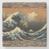 ヴィンテージアートザ素晴らしウェーブアーティス日本のト海 ストーンコースター (正面)