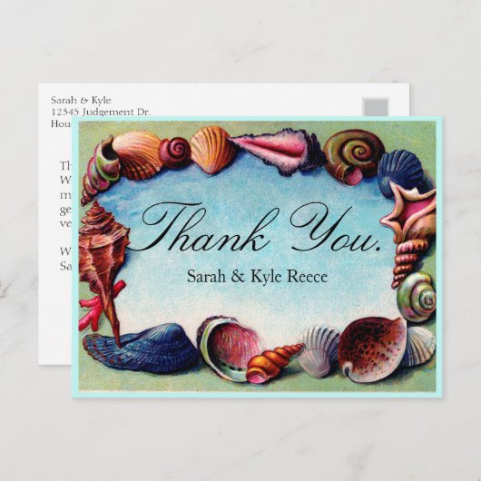 ヴィンテージアートシーシェルサンキューポストカード ポストカード (正面/裏面)
