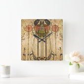 ヴィンテージアートジェッソウォールフリーズタイムピース スクエア壁時計 (ホーム)