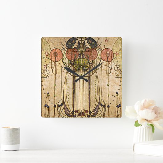 ヴィンテージアートジェッソウォールフリーズタイムピース スクエア壁時計 (ホーム)