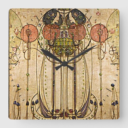 ヴィンテージアートジェッソウォールフリーズタイムピース スクエア壁時計 (正面)