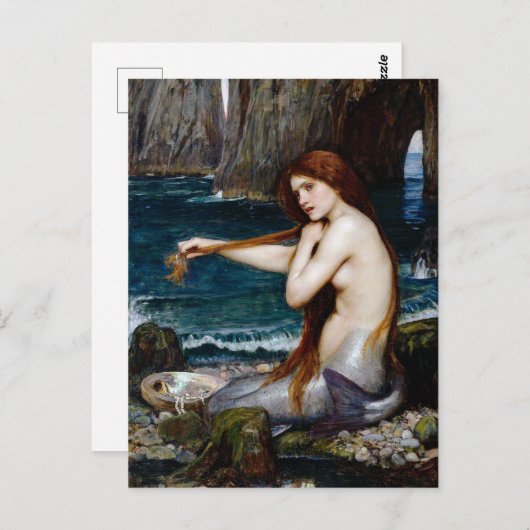 ヴィンテージアートジョンウィリアムウォーターハウスアマーメイド ポストカード (正面/裏面)
