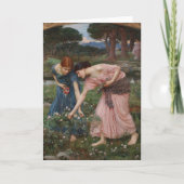 ヴィンテージアートジョンW.ウォーターハウスイェーローズバッドを集める サンキューカード (正面)