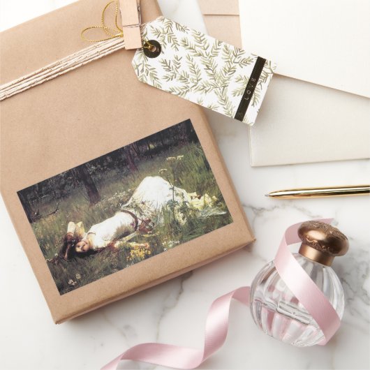 ヴィンテージアートジョンW.ウォーターハウスオフェリア 長方形シール (ギフト)