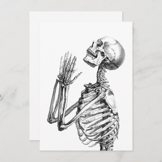 ヴィンテージアートスカルスケルトンイラストレーション、スカル シーズンカード (正面/裏面)