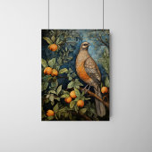 ヴィンテージアートスタイルの鳥が木に ポスター