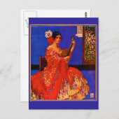 ヴィンテージアートセノリタとギターノテカード ポストカード (正面/裏面)