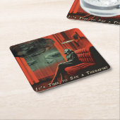 ヴィンテージアートセラピストを見る時だ スクエアペーパーコースター (アングル)