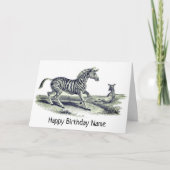 ヴィンテージアートゼブラ及び野生動物誕生日 カード (正面)