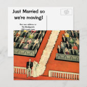 ヴィンテージアートデコの新婚夫婦、住所変更のお知らせ 案内ポストカード (正面/裏面)