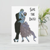 ヴィンテージアートデコの新婚夫婦、愛のウェディングダンス 招待状 (スタンド正面)