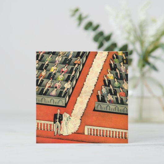 ヴィンテージアートデコの新婚夫婦、結婚式の招待状 招待状 (スタンド正面)