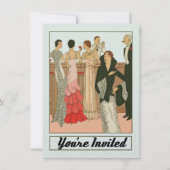 ヴィンテージアートデコの洗練された記念日パーティー 招待状 (正面)