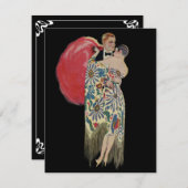 ヴィンテージアートデコウェディング、新婚の恋人たちのダンス 招待状 (正面/裏面)