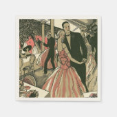 ヴィンテージアートデコウェディング、 新婚夫婦のファーストダンス スタンダードカクテルナプキン (正面)