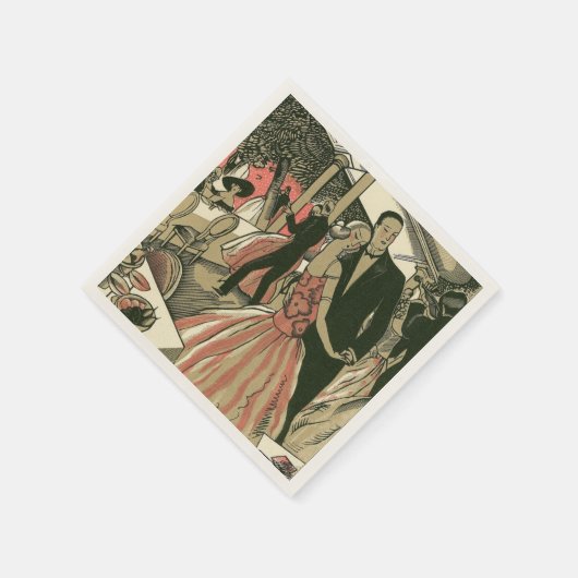 ヴィンテージアートデコウェディング、 新婚夫婦のファーストダンス スタンダードカクテルナプキン (角)