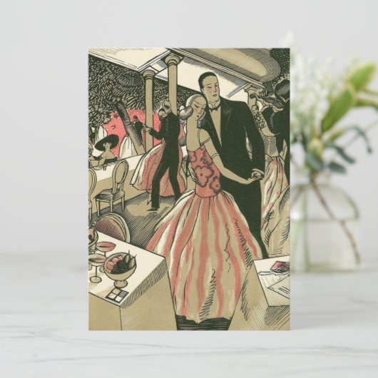 ヴィンテージアートデコウェディング、新婚夫婦のファーストダンス セーブザデート (スタンド正面)