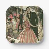 ヴィンテージアートデコウェディング、 新婚夫婦のファーストダンス ペーパープレート (正面)
