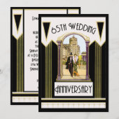 ヴィンテージアートデコカップル 65周年結婚記念日 招待状 (正面/裏面)