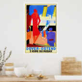 ヴィンテージアートデコドーバーオステンドノースシーフェリーアド ポスター (キッチン)