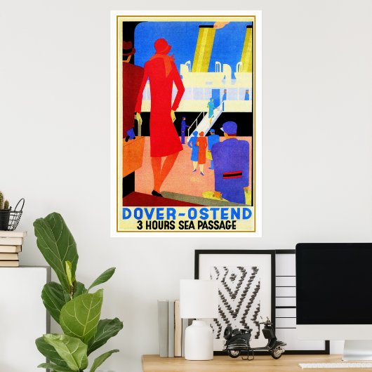ヴィンテージアートデコドーバーオステンドノースシーフェリーアド ポスター (ホームオフィス)
