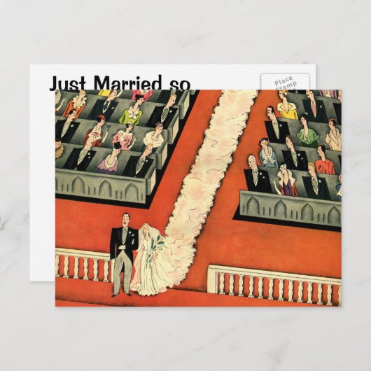 ヴィンテージアートデコ 新婚夫婦 住所変更のお知らせ 案内ポストカード (正面/裏面)