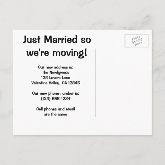 ヴィンテージアートデコ 新婚夫婦 住所変更のお知らせ 案内ポストカード (裏面)