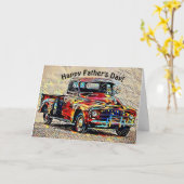 ヴィンテージアートトラック父の日札 カード (黄色い花)