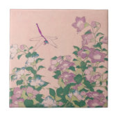 ヴィンテージアートドラゴンフライと花絵画の数 タイル (正面)