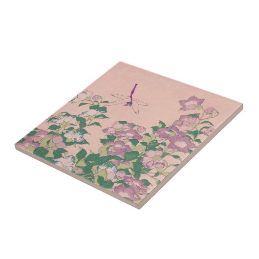 ヴィンテージアートドラゴンフライと花絵画の数 タイル (側面)