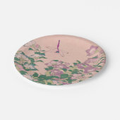 ヴィンテージアートドラゴンフライと花絵画の数 ペーパープレート (アングル)