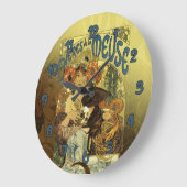 ヴィンテージアートノヴォーポスターアートミューズ ラージ壁時計 (傾斜)