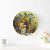 ヴィンテージアートノヴォーポスターアートミューズ ラージ壁時計 (ホーム)