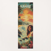 ヴィンテージアートハワイビーチハワイアンガール ヨガマット (正面)
