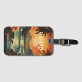 ヴィンテージアートハワイビーチハワイアンガール ラゲッジタグ (正面横)