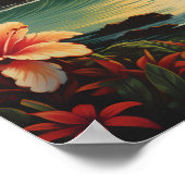 ヴィンテージアートハワイビーチハワイアン旅行 ポスター (角)