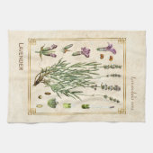 ヴィンテージアートハーブラベンダーフラワーボタニカル キッチンタオル (横)