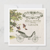 ヴィンテージアートバーラップテクスチャブライダルシャワー  招待状 (正面)